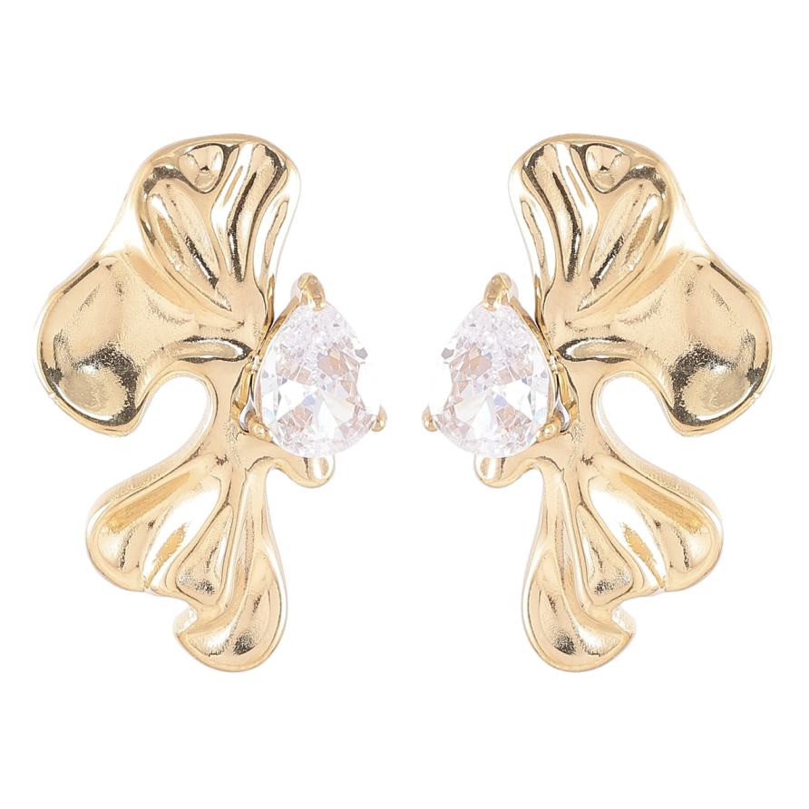 Серьги Xuping TTM Stainless Steel цвет 14K пусеты Декоративные с кристаллами фото №1