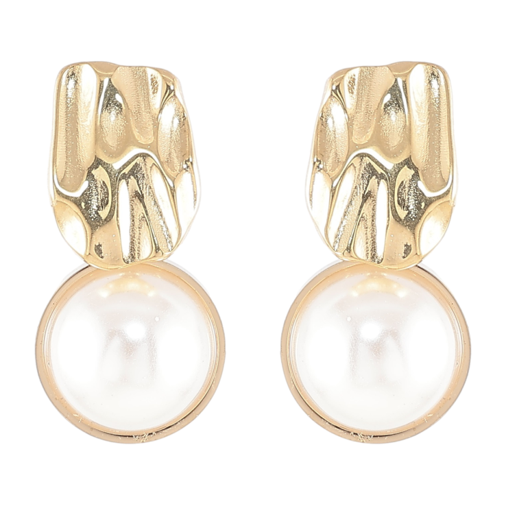 Серьги Xuping TTM Stainless Steel цвет 14K пусеты Декоративные с жемчужными вставками фото №2