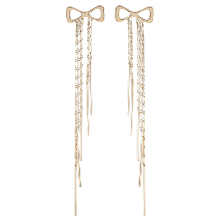 Серьги Xuping TTM Stainless Steel цвет 14K пусеты Банты с подвесками цепочками фото №23