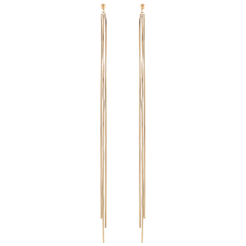 Сережки Xuping TTM Stainless Steel колір 14K пусети «Довгі підвіски з ланцюжків» фото №1