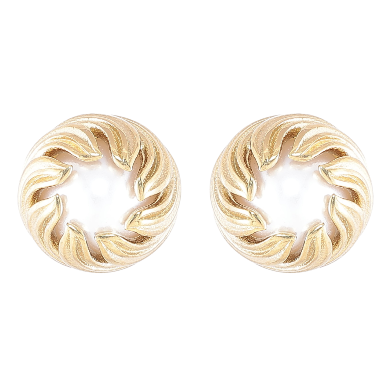 Сережки Xuping TTM Stainless Steel колір 14K пусети «Перлинні бутони» ø 14мм фото №4