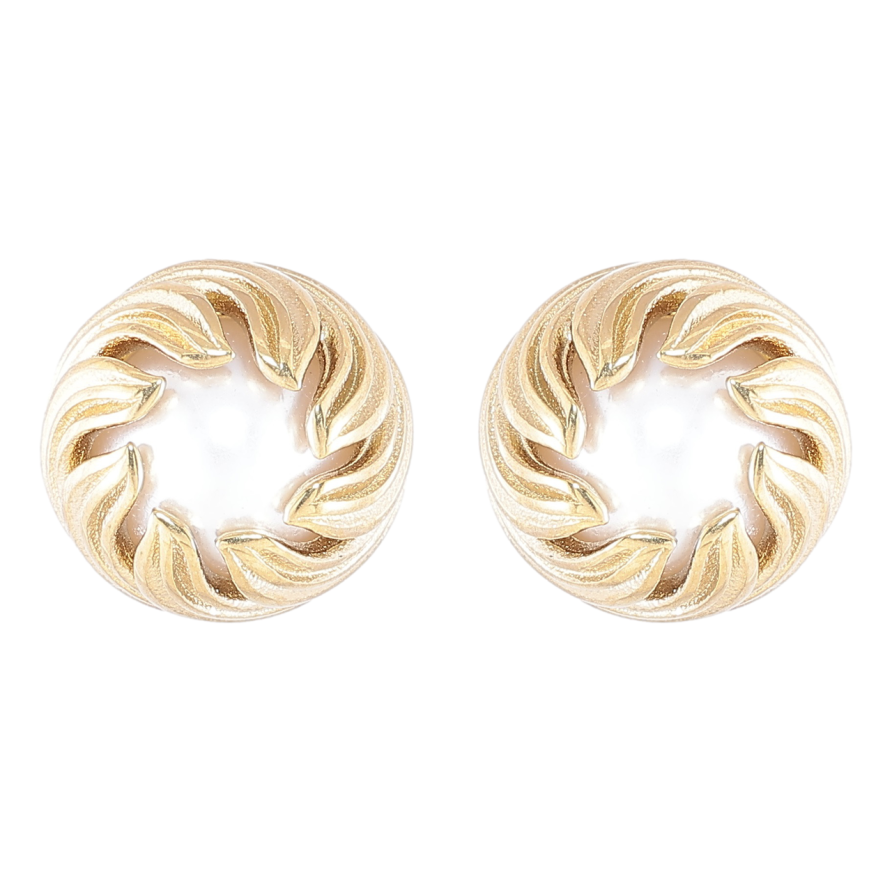 Серьги Xuping TTM Stainless Steel цвет 14K пусеты Жемчужные бутоны ø 14мм фото №1