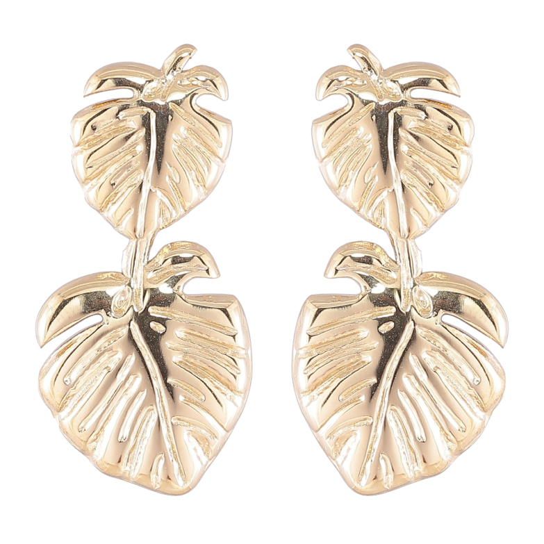 Серьги Xuping TTM Stainless Steel цвет 14K пусеты Листики фото №10