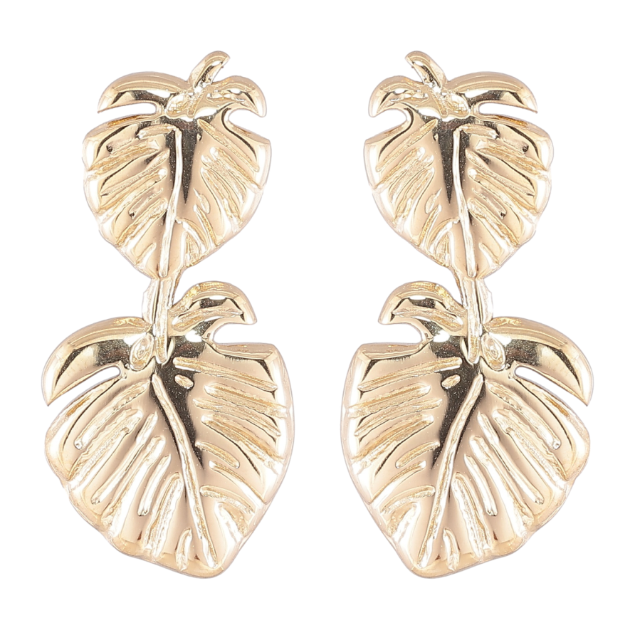 Серьги Xuping TTM Stainless Steel цвет 14K пусеты Листики фото №1