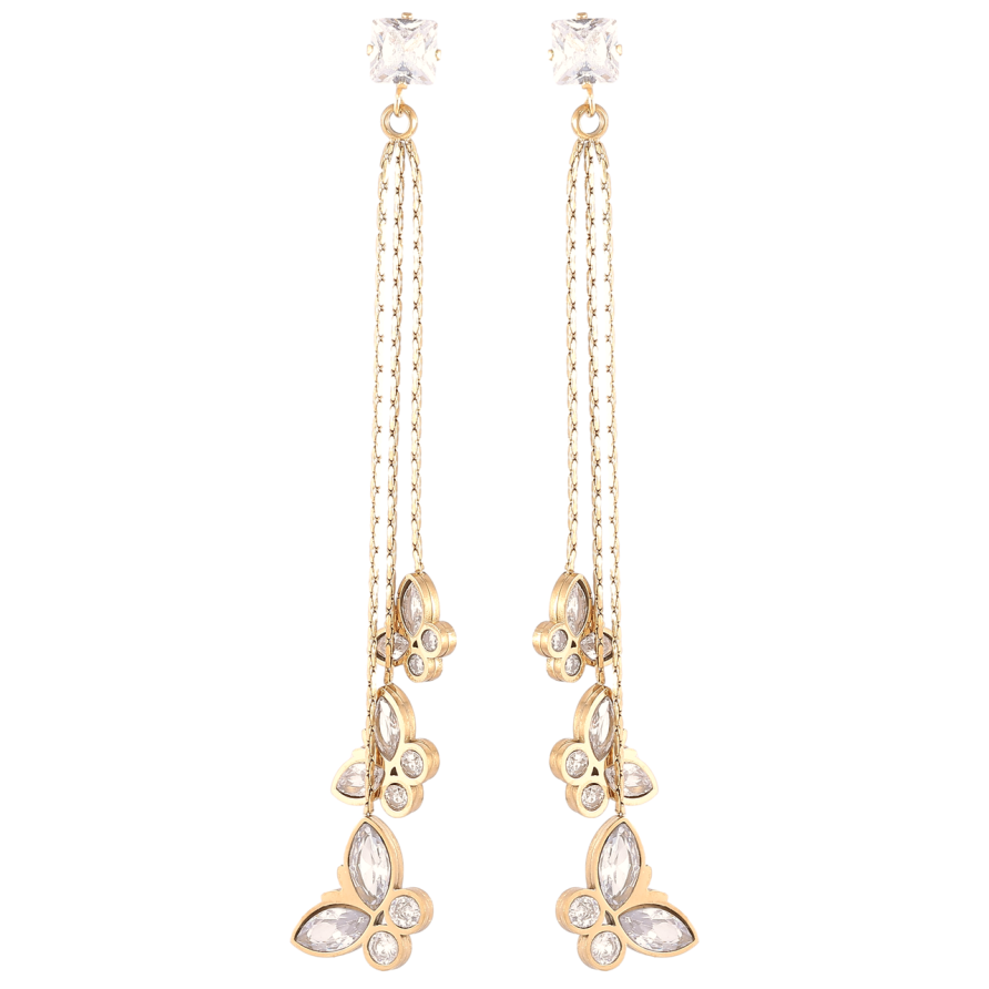 Серьги Xuping TTM Stainless Steel цвет 14K пусеты Подвески бабочки с кристаллами фото №1