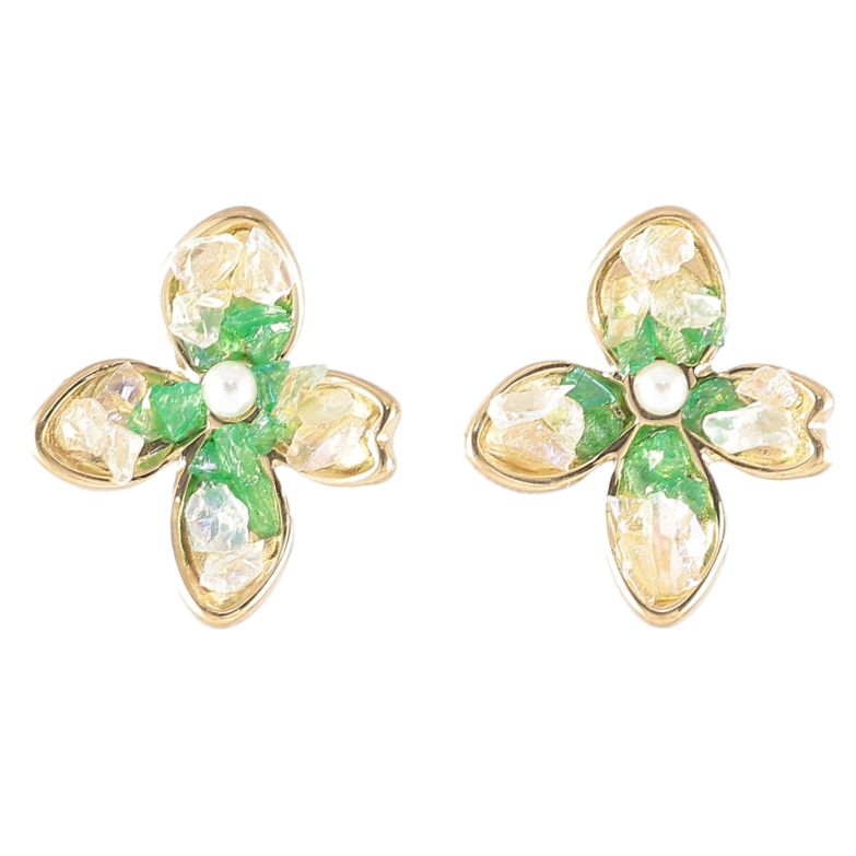 Серьги Xuping TTM Stainless Steel цвет 14K пусеты Цветочки с кристаллами фото №11