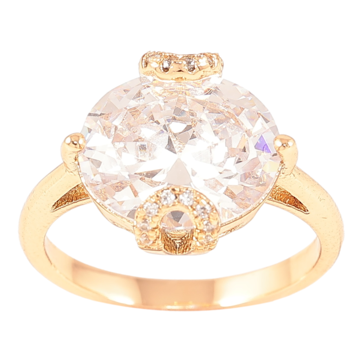 Кольцо Xuping Позолота 18K Фианит в декоративной оправе фото №4