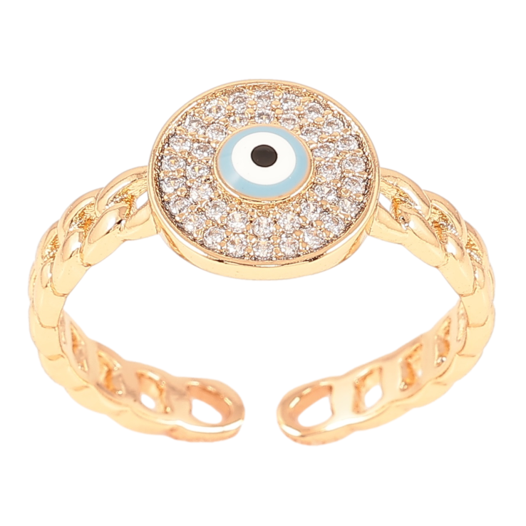 Кольцо Xuping Позолота 18K Оберег Глаз Фатимы с инкрустацией цирконием фото №12