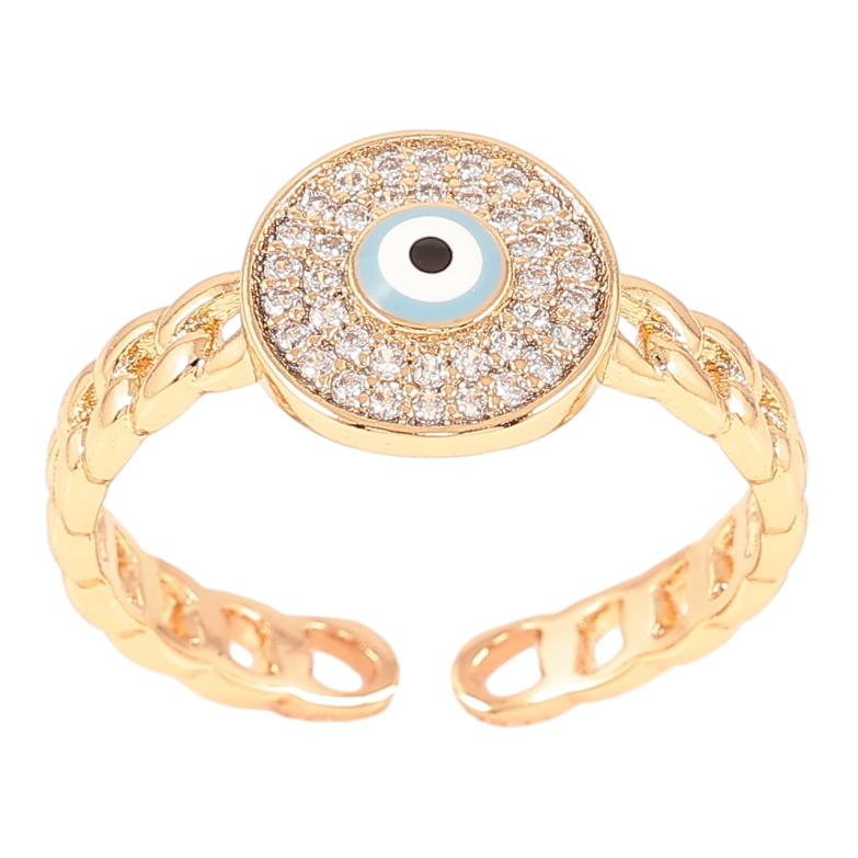 Кольцо Xuping Позолота 18K Оберег Глаз Фатимы с инкрустацией цирконием фото №1