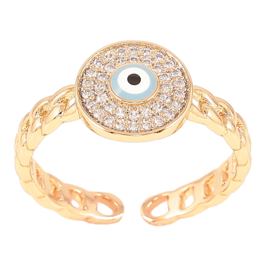 Кольцо Xuping Позолота 18K Оберег Глаз Фатимы с инкрустацией цирконием фото №1