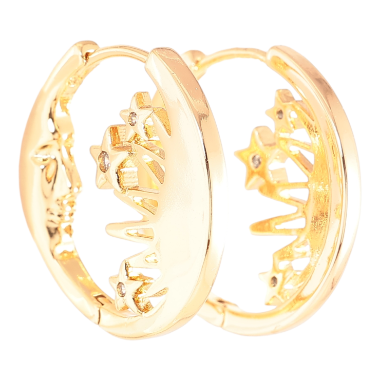 Серьги Xuping Позолота 18K колечки Луна со звездами фото №11