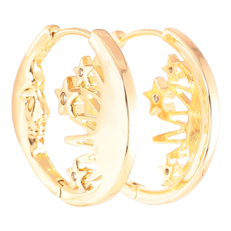 Серьги Xuping Позолота 18K колечки Луна со звездами фото №1