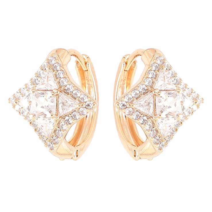 Серьги Xuping Позолота 18K колечки Ромбы с цирконием фото №4