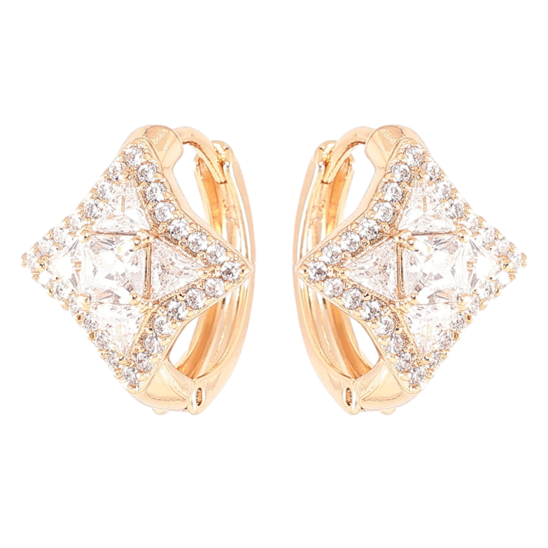 Серьги Xuping Позолота 18K колечки Ромбы с цирконием фото №2