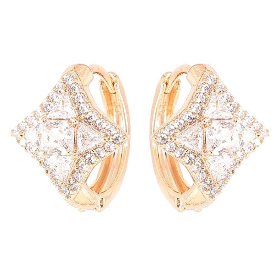 Серьги Xuping Позолота 18K колечки Ромбы с цирконием фото №1