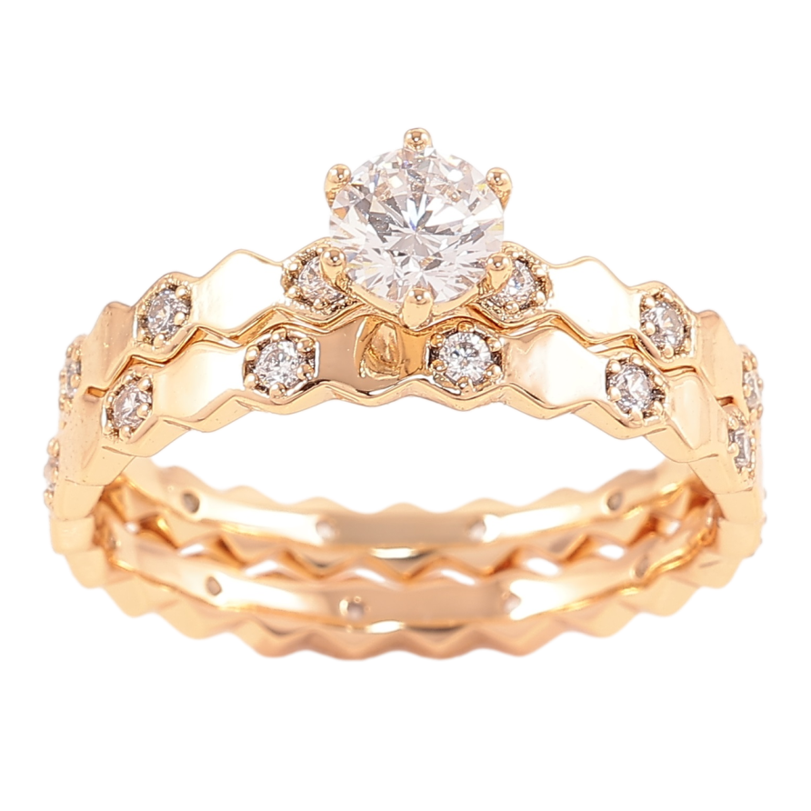 Кольцо Xuping Позолота 18K Двойное с цирконием фото №1