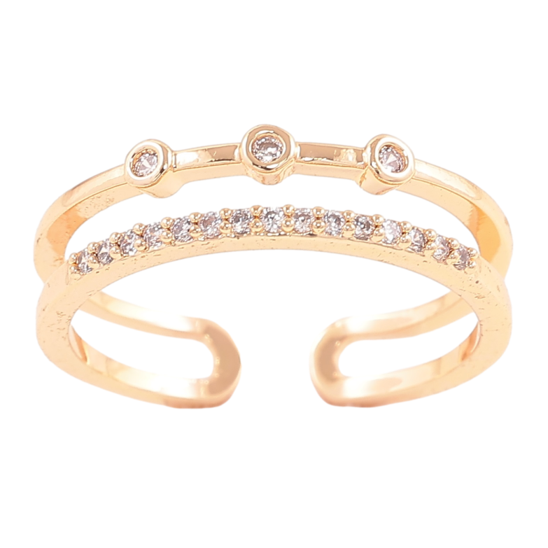 Каблучка Xuping Позолота 18K «Подвійна шинка з цирконієм» фото №1