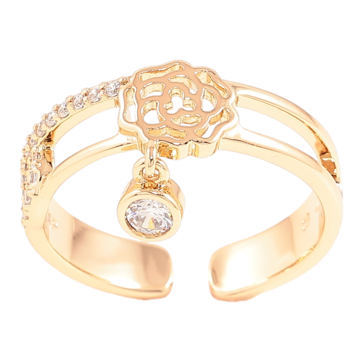 Кольцо Xuping Позолота 18K Цветочный узор с цирконием и подвеской фото №19