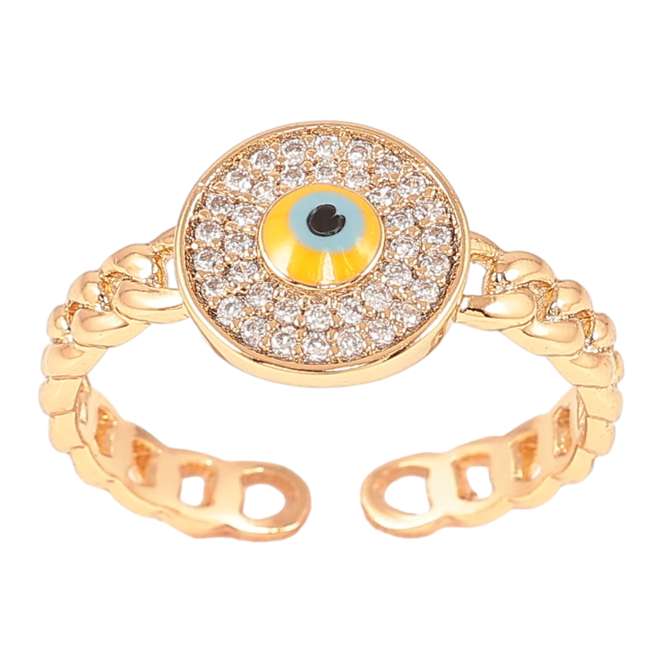 Кольцо Xuping Позолота 18K Оберег Глаз Фатимы с инкрустацией цирконием фото №10