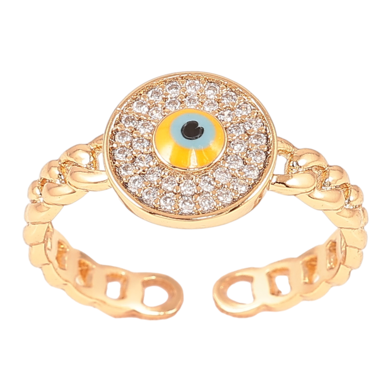 Кольцо Xuping Позолота 18K Оберег Глаз Фатимы с инкрустацией цирконием фото №1