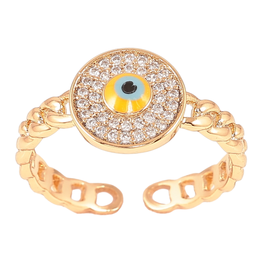 Кольцо Xuping Позолота 18K Оберег Глаз Фатимы с инкрустацией цирконием фото №1