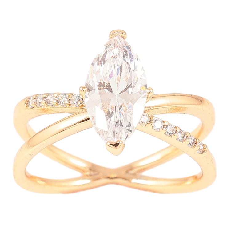 Каблучка Xuping Позолота 18K «Схрещення ліній з фіанітом» фото №2