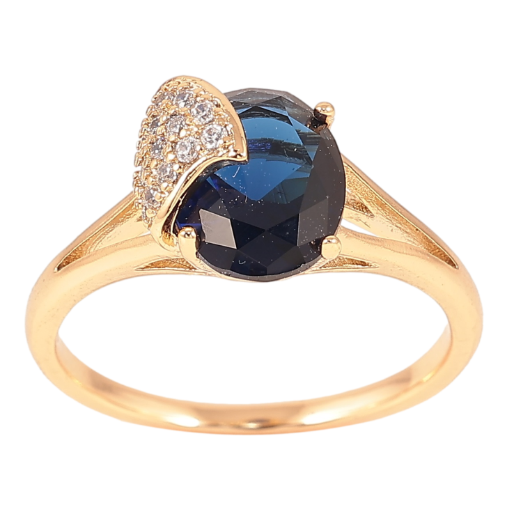 Кольцо Xuping Позолота 18K Синий фианит и лепесток с цирконием фото №23