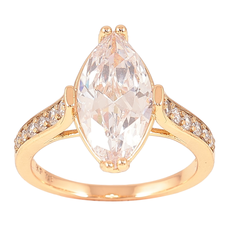 Кольцо Xuping Позолота 18K Фианит Маркиз с дорожками циркония фото №13