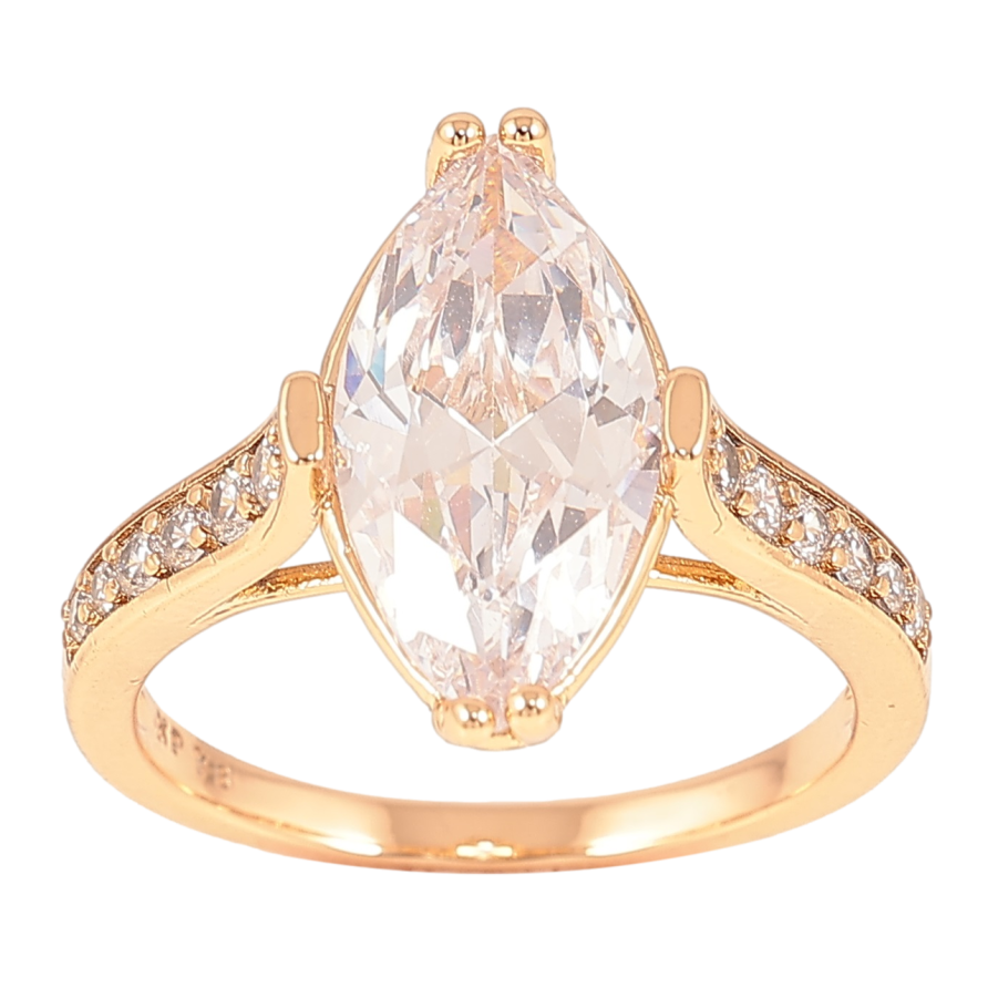 Кольцо Xuping Позолота 18K Фианит Маркиз с дорожками циркония фото №1