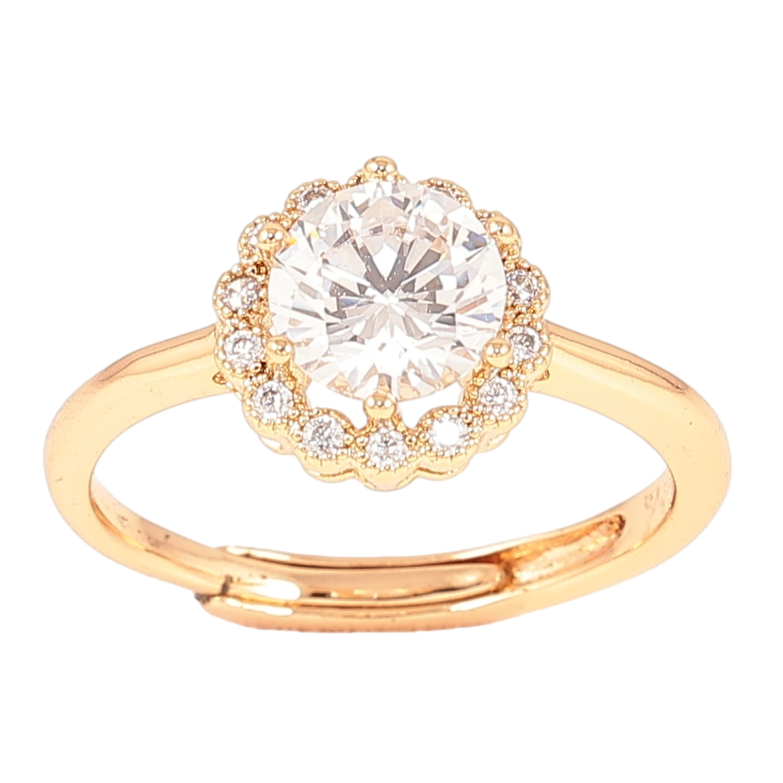 Каблучка Xuping Позолота 18K «Фіаніт в обрамленні цирконію» с.16-17,18-19 фото №1