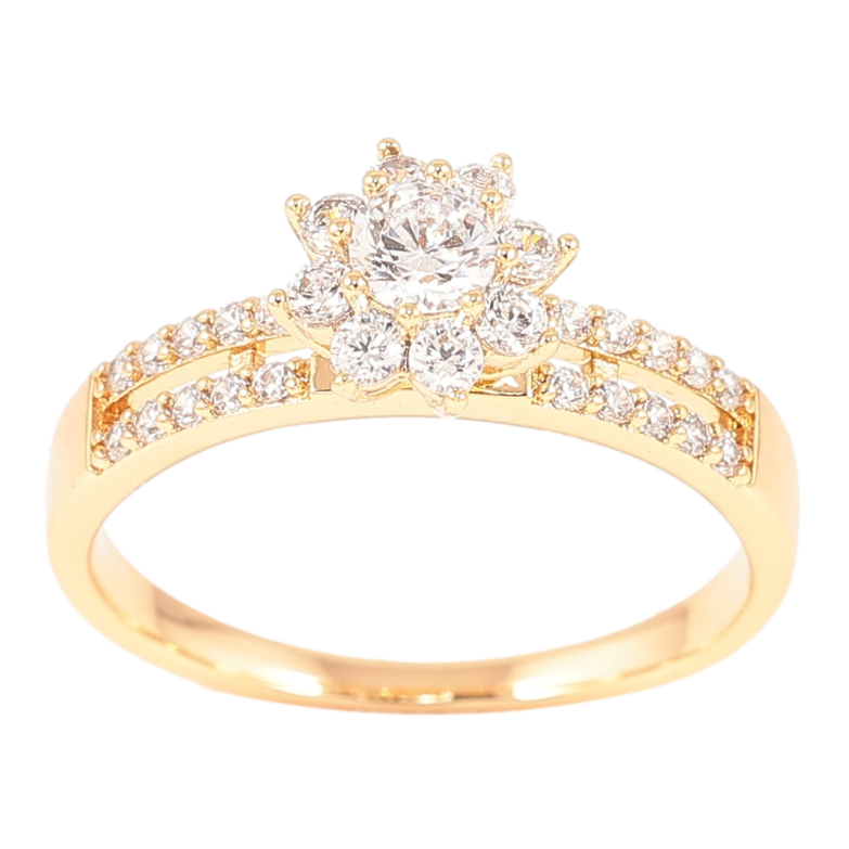 Каблучка Xuping Позолота 18K «Кришталева квітка на доріжках цирконію» фото №10