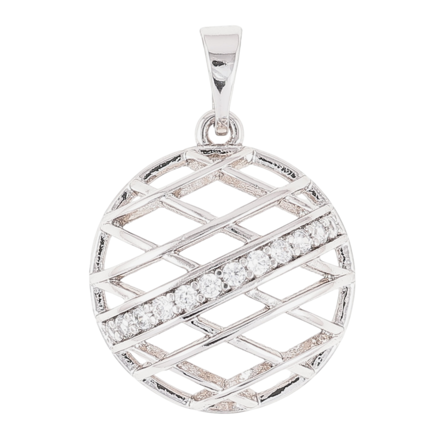 Кулон Xuping Родий Резной узор с дорожкой циркония для цепочки до 5мм фото №1