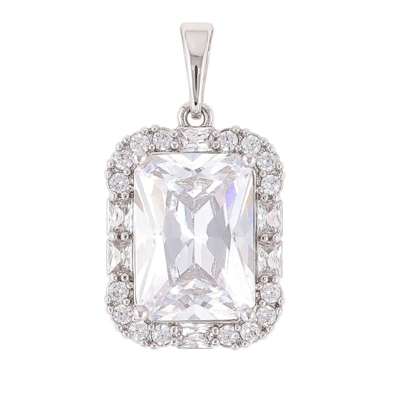 Кулон Xuping Родій «Фіаніт в обрамленні цирконію» для ланцюжка до 6мм фото №1