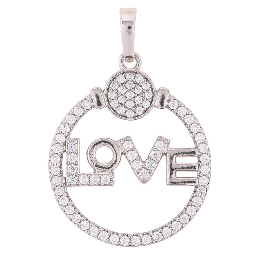 Кулон Xuping Родій «Love з інкрустацією цирконієм» для ланцюжка до 6мм фото №1
