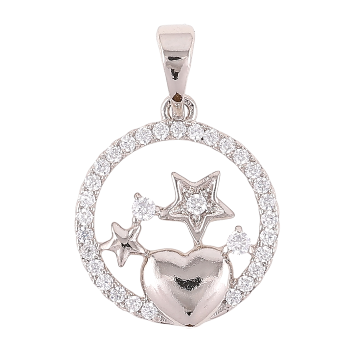 Кулон Xuping Родій «Сердечко із зірками в колечку з цирконію» для ланцюжка до 5мм фото №17