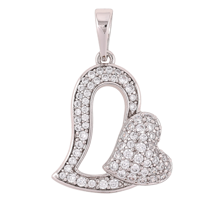 Кулон Xuping Родій «Сердечка з інкрустацією цирконієм» для ланцюжка до 6мм фото №18