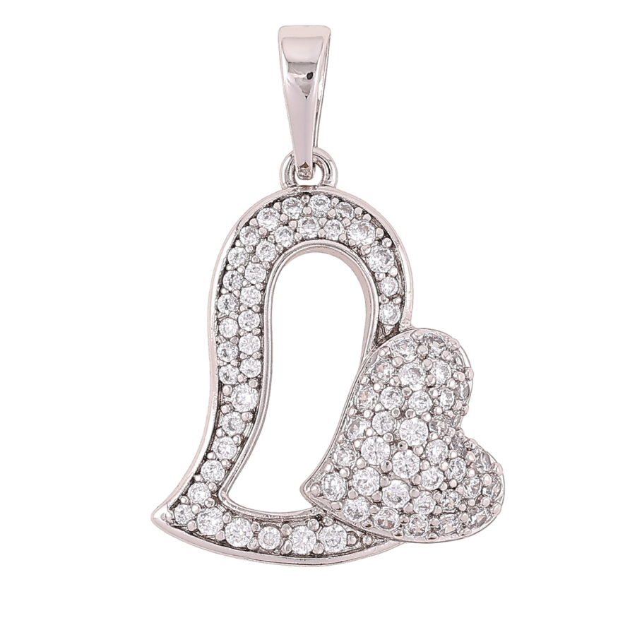 Кулон Xuping Родій «Сердечка з інкрустацією цирконієм» для ланцюжка до 6мм фото №1