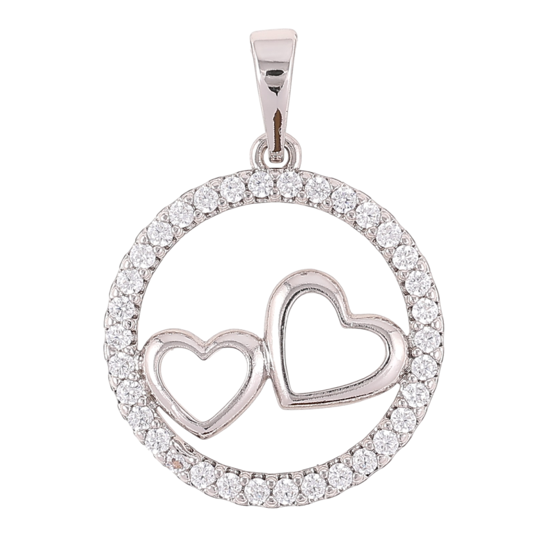 Кулон Xuping Родій «Сердечка в колечку цирконію» для ланцюжка до 6мм фото №1