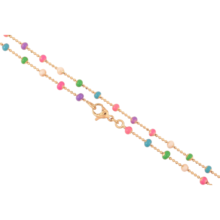 Ланцюжок Xuping Позолота 18K Плетіння Перлина з різнокольоровими намистинами» довжина 45см х 1мм фото №2