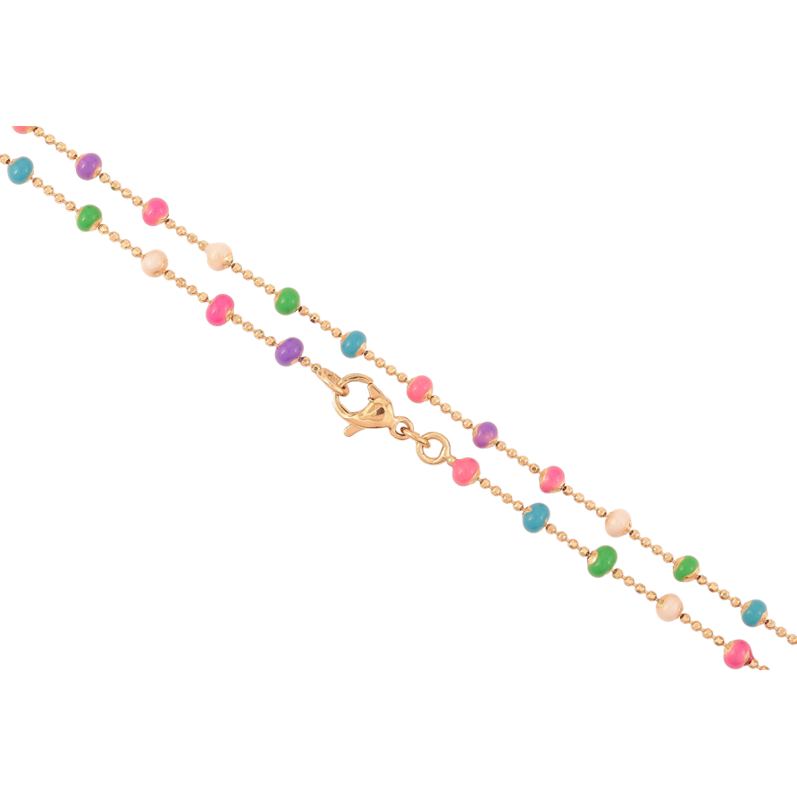 Ланцюжок Xuping Позолота 18K Плетіння Перлина з різнокольоровими намистинами» довжина 45см х 1мм фото №1