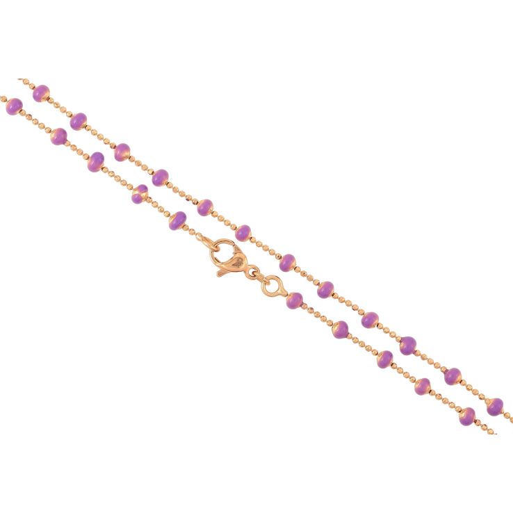 Цепочка Xuping Позолота 18K Плетение Перлина с сиреневыми бусинами длинна 45см х 1мм фото №23