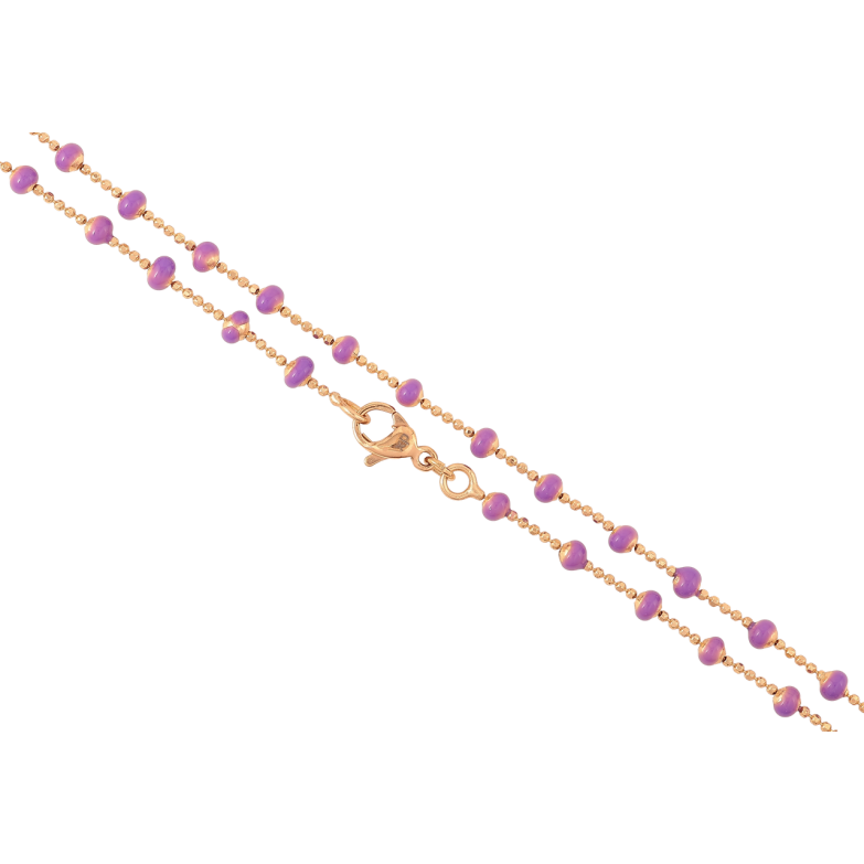 Цепочка Xuping Позолота 18K Плетение Перлина с сиреневыми бусинами длинна 45см х 1мм фото №2