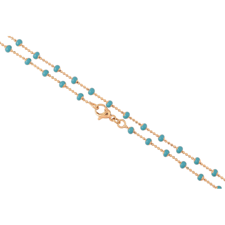 Цепочка Xuping Позолота 18K Плетение Перлина с голубыми бусинами длинна 45см х 1мм фото №24