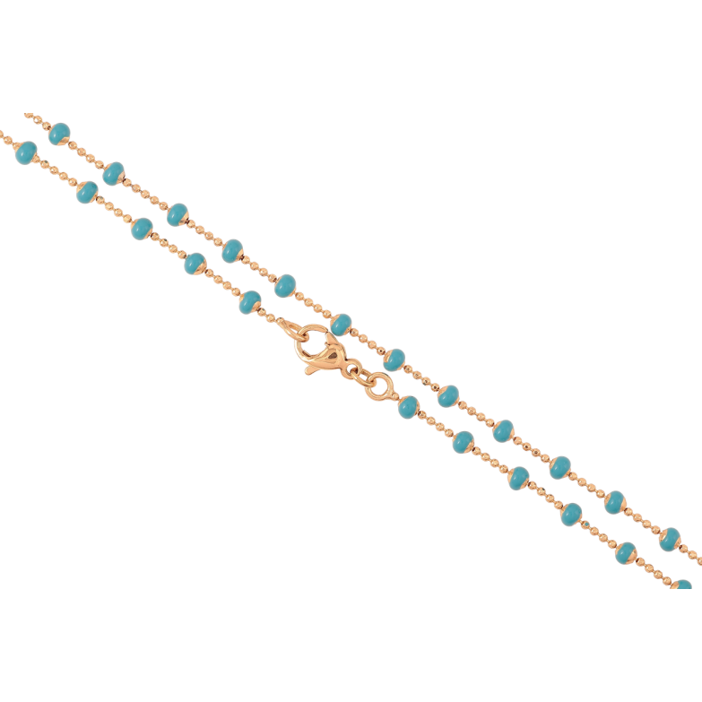 Цепочка Xuping Позолота 18K Плетение Перлина с голубыми бусинами длинна 45см х 1мм фото №1