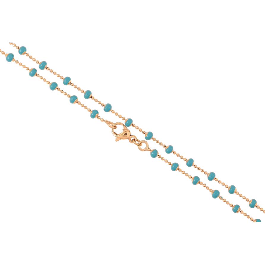 Цепочка Xuping Позолота 18K Плетение Перлина с голубыми бусинами длинна 45см х 1мм фото №1