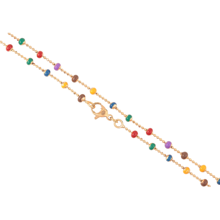 Ланцюжок Xuping Позолота 18K Плетіння Перлина з різнокольоровими намистинами» довжина 45см х 1мм фото №3