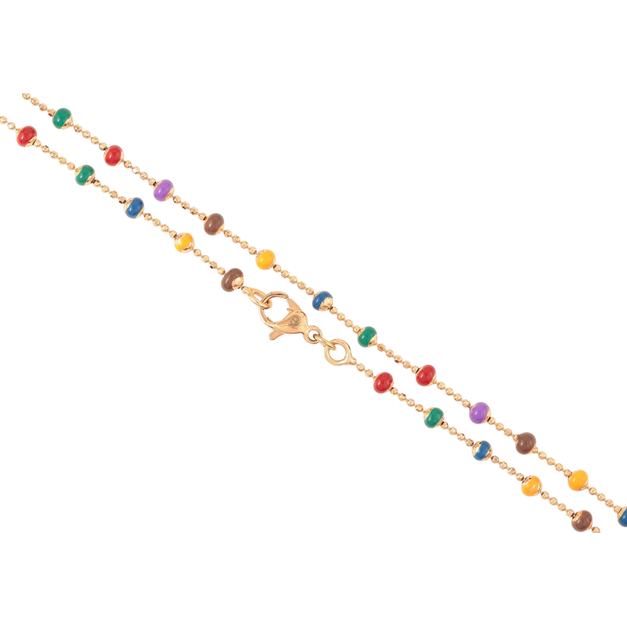 Ланцюжок Xuping Позолота 18K Плетіння Перлина з різнокольоровими намистинами» довжина 45см х 1мм фото №1