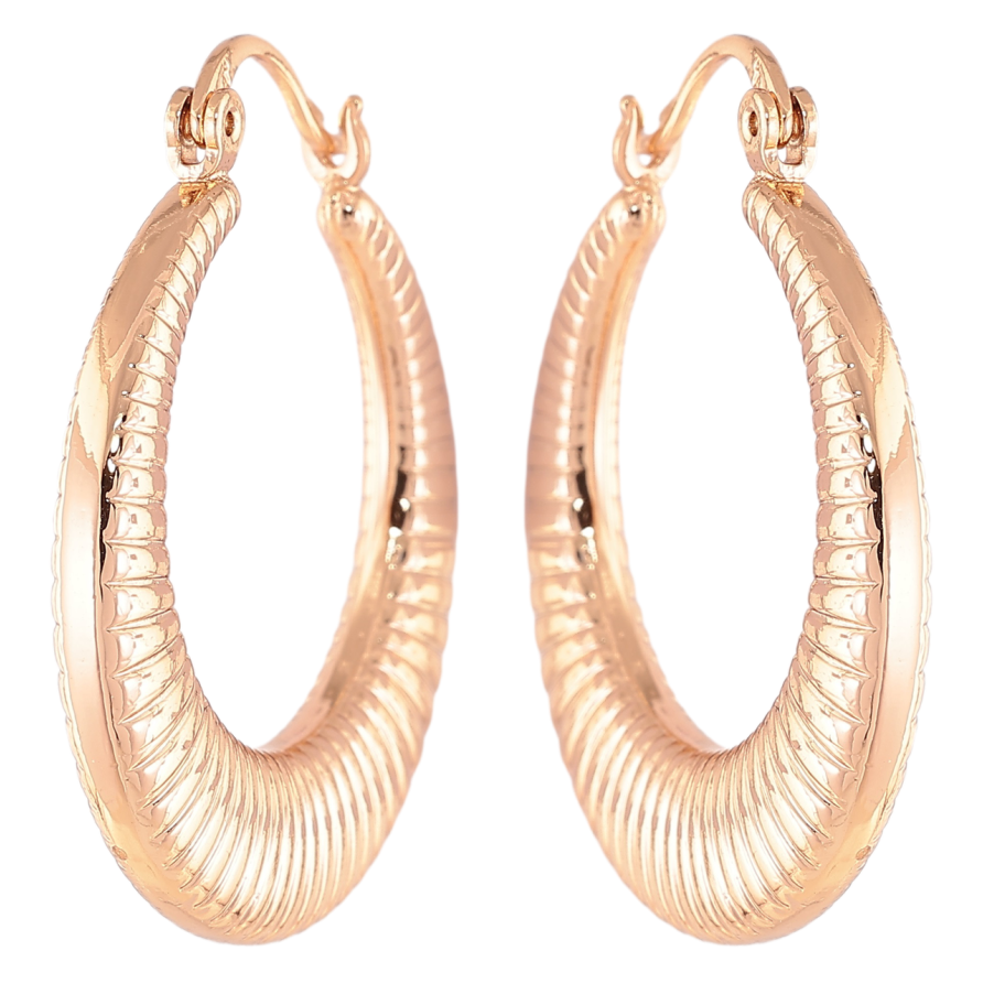 Сережки Xuping Позолота 18K кільця (конго) «Декоративний візерунок» ø 3см фото №1