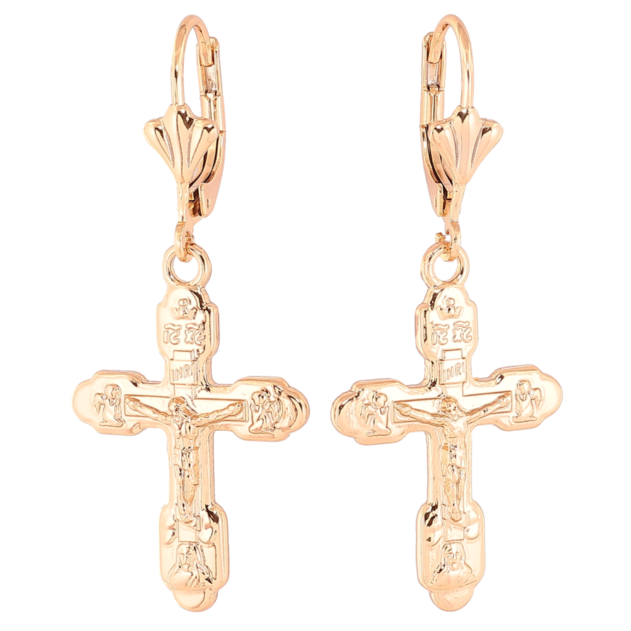 Серьги Xuping Позолота 18K французский замок Крестики с Распятием фото №1