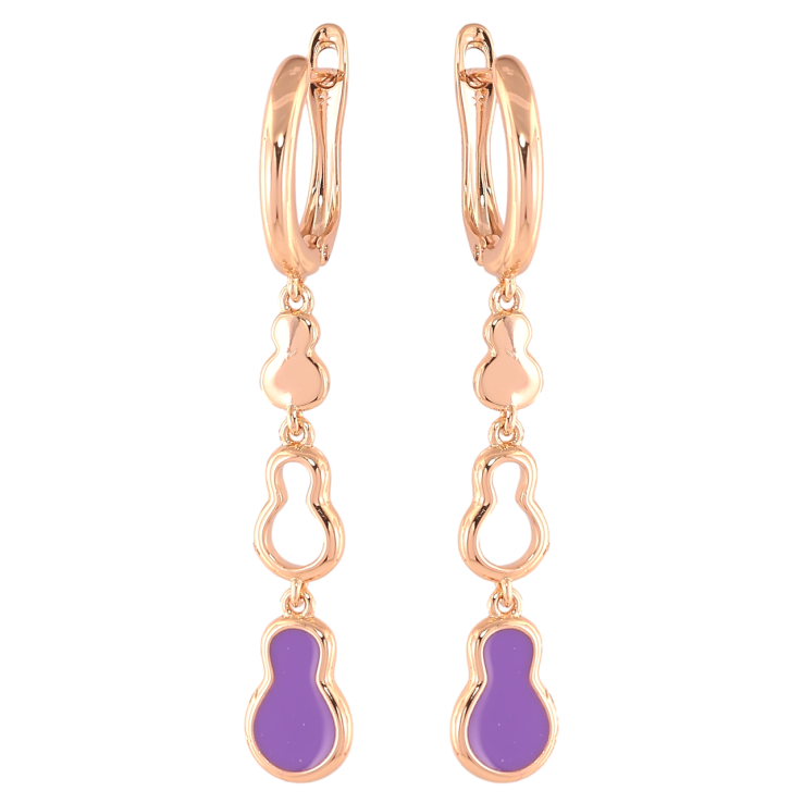 Серьги Xuping Позолота 18K английский замок Фигурные подвески с фиолетовой эмалью фото №15